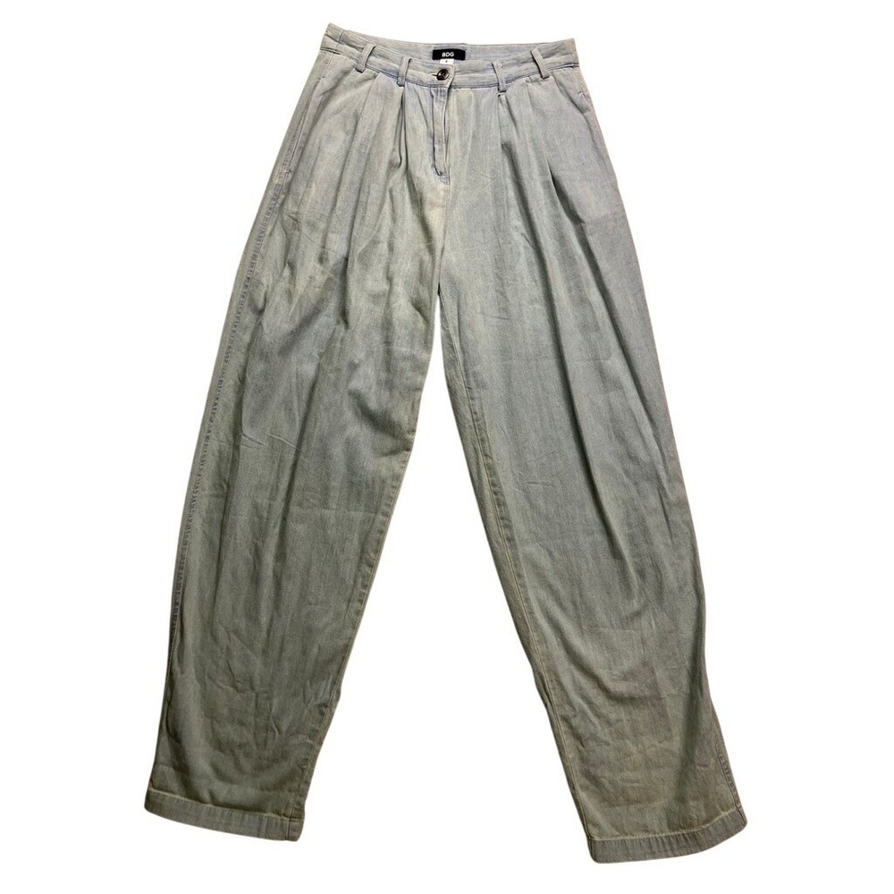 BDG Pleated Balloon Pants Womens 2 Light Wash Denim High Rise Tapered Jeans